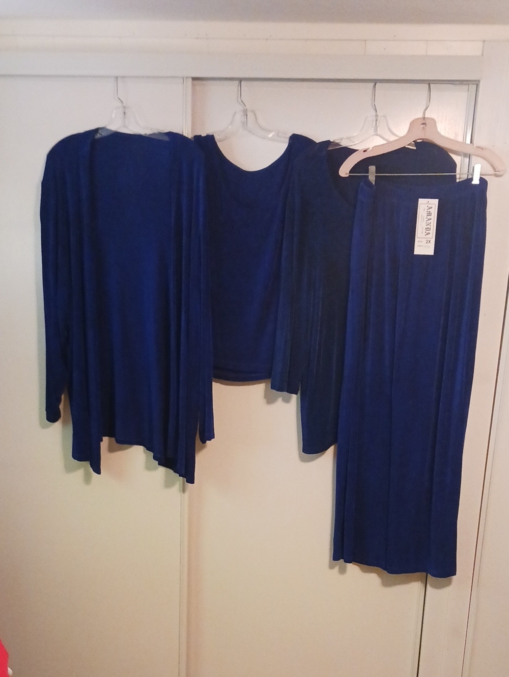 4 Piece Amanda Uprichard Royal Blue Sweater, Tank Top, Shirt Pants Set